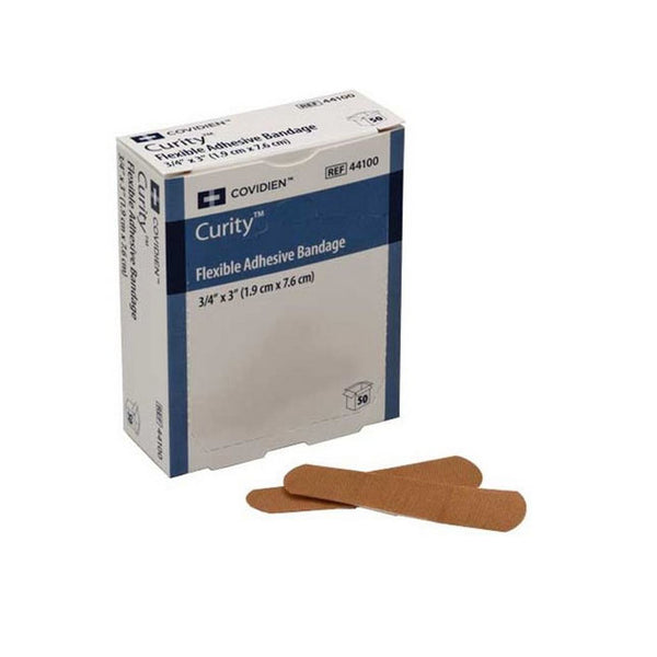 BX/50 CURITY FABRIC BANDAGE STRIP ADHESIVE 3" X 1" STERILE FLEXIBLE LATEX-FREE