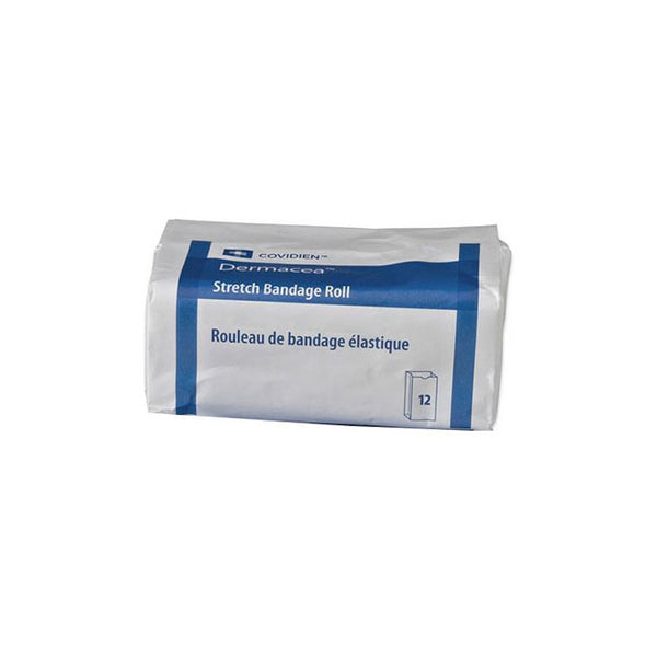 PK/12 DERMACEA STRETCH BANDAGE ROLL 4" X 12' NON-STERILE COTTON & POLYESTER 1-PLY LOW-LINT