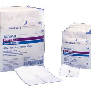 BX/25 (PK/2) EXCILON NON-WOVEN DRAIN GAUZE SPONGE 4" X 4" 6-PLY STERILE POLY/RAYON FAST-WICKING PRE-