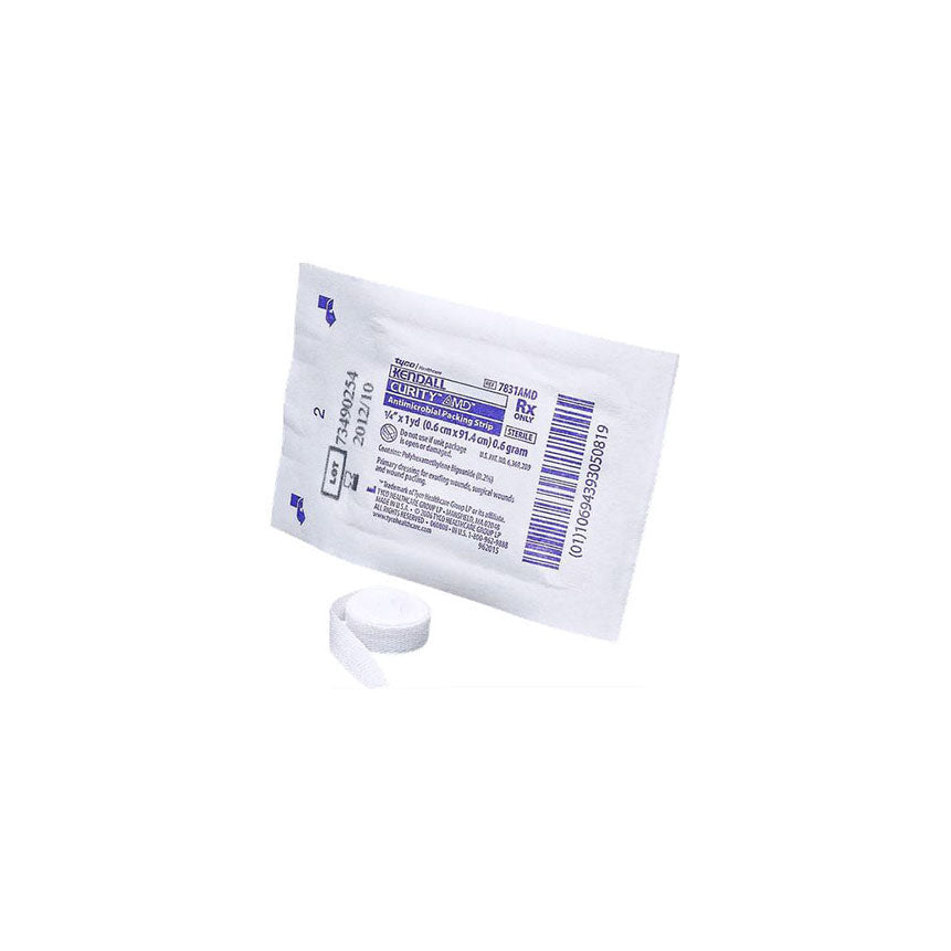 BX/10 CURITY PACKING STRIPS WITH PHMB, ANTIMICROBIAL, STERILE 1/4" X 3YRD