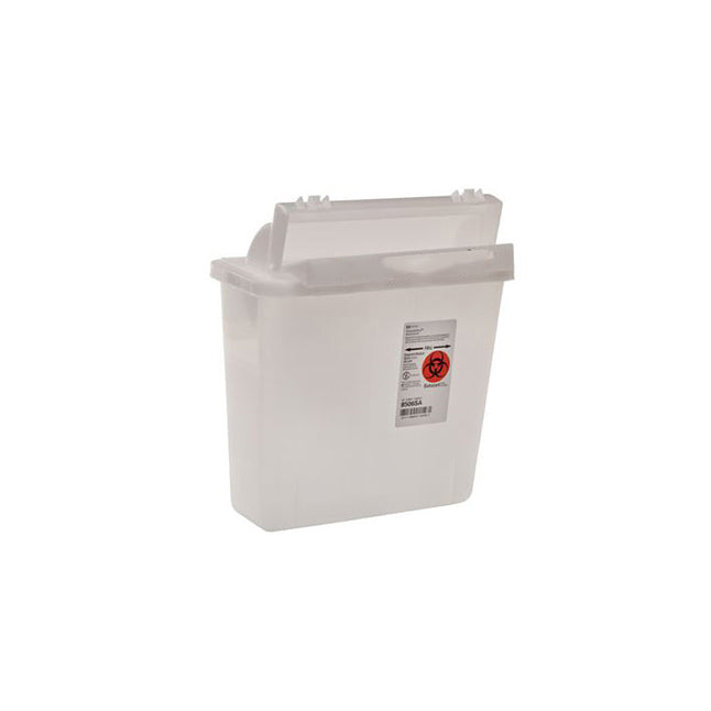 EA/1 IN-ROOM SHARPS CONTAINER WITH COUNTER BALANCED LID -CLEAR 5QT