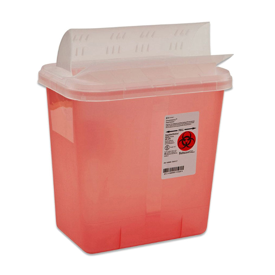 EA/1 SHARPSAFETY SHARPS CONTAINER, HORIZONTAL DROP, RED, 2 GALLON