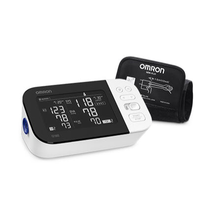 EA/1 OMRON 10 SERIES WIRELESS UPPER ARM BP MONITOR 9-17" CUFF (4)AA BATTERIES & AC ADAPTER DUAL LCD