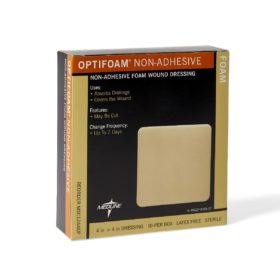 BX/10 OPTIFOAM-NON-ADHESIVE FOAM DRESSING. 4X4", LATEX FREE,