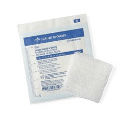 CS/1000 (PK/10) GAUZE SPONGE 8" X 4" 100% COTTON 12-PLY X-RAY DETECTABLE (BARIUM SULFATE STRANDS) ST