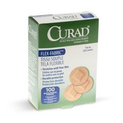 BX/100 CURAD FABRIC SPOT BANDAGE, 7/8" ROUND, STERILE, LATEX-FREE