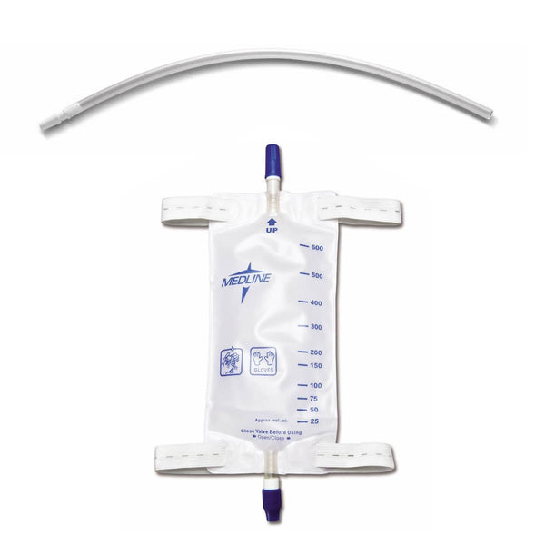 EA/1 URINARY LEG DRAINAGE BAG WITH ELASTIC STRAP, 18" EXTENSION TUBING, MEDIUM, 20OZ