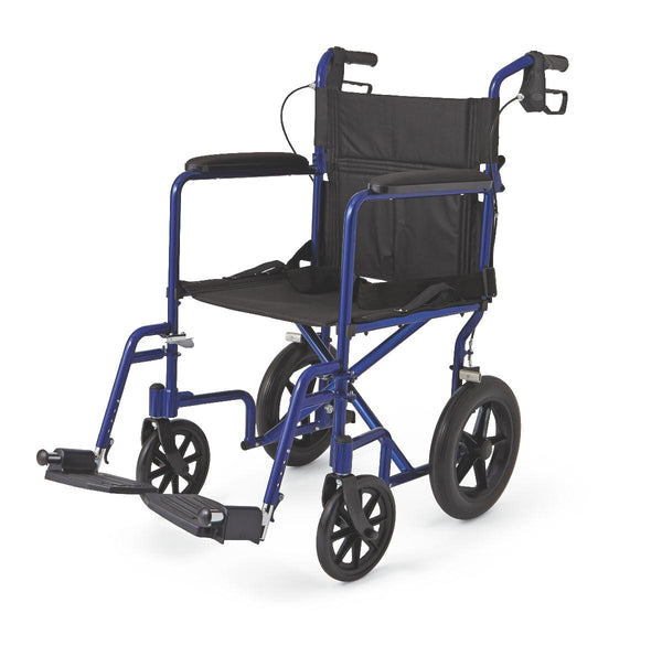 EA/1 ALUMINIUM TRANSPORT CHAIR WITH 12" WHEELS , BLUE Heavy Item