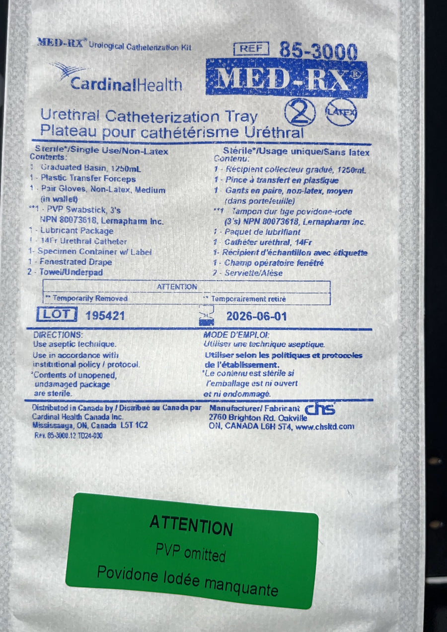EA/1 URETHRAL CATHETER TRAY 14FR