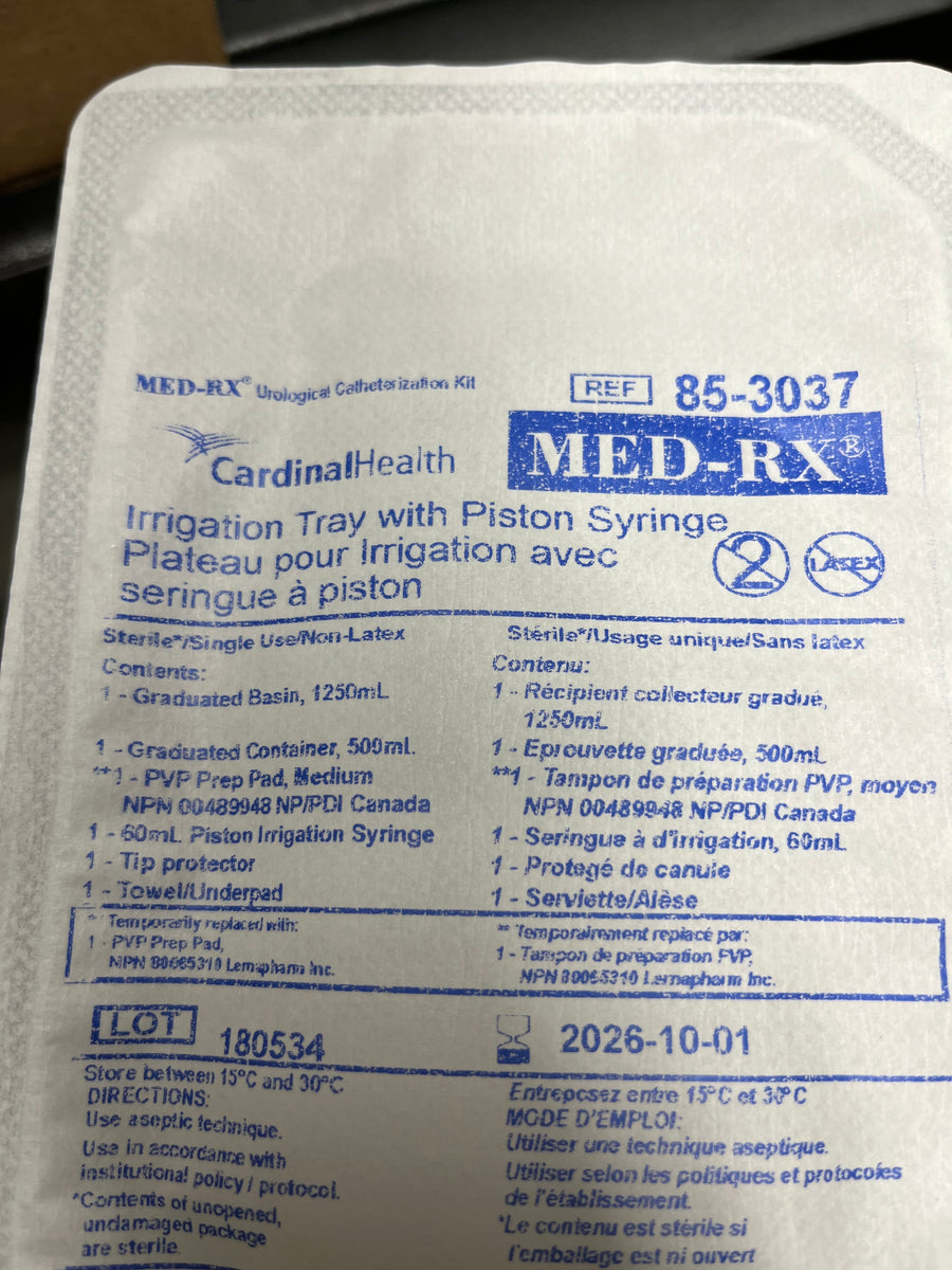 EA/1 TRAY IRRIGATION W 60ML PISTON SYRINGE