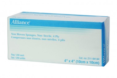 PK/200 NON-WOVEN SOFT GAUZE SPONGES 4IN X 4IN, 4PLY, NON-STERILE