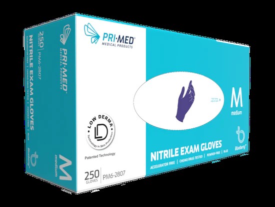 BX/250 BLUEBERRY ACCELERATOR FREE NITRILE EXAM GLOVE, CHEMO DRUG TESTED, POWDER-FREE, BERRY BLUE, LA ** Discontinued **