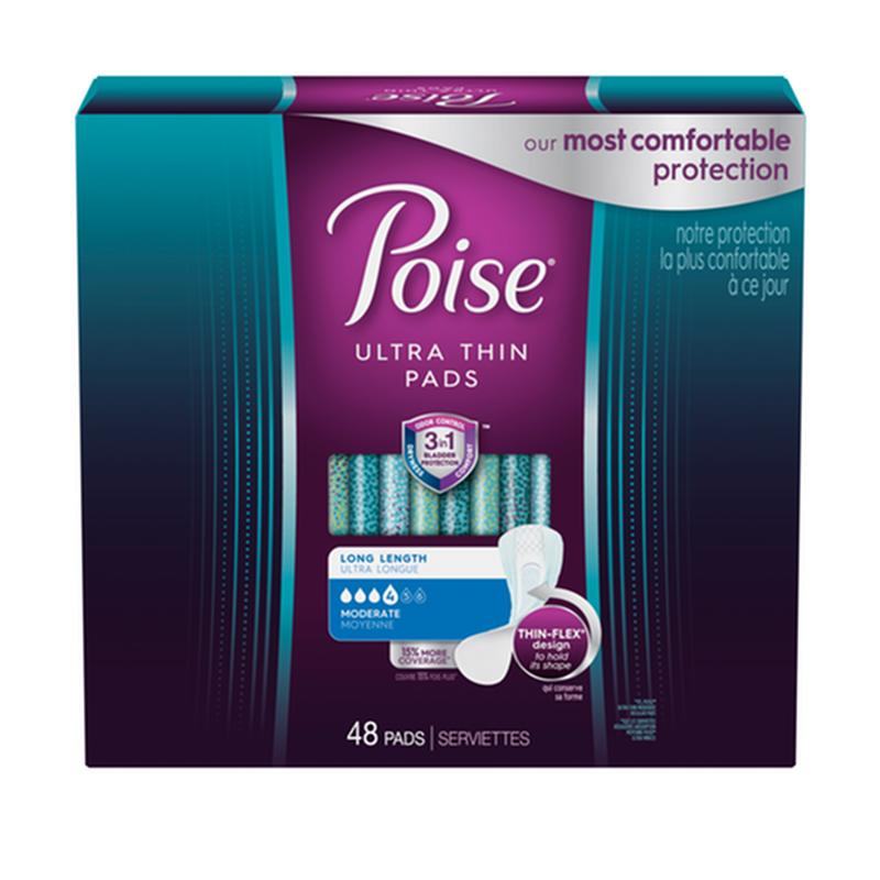 PKG/48 POISE ULTRA THIN MODERATE LONG NON-WINGED PADS CONVENIENCE More info...