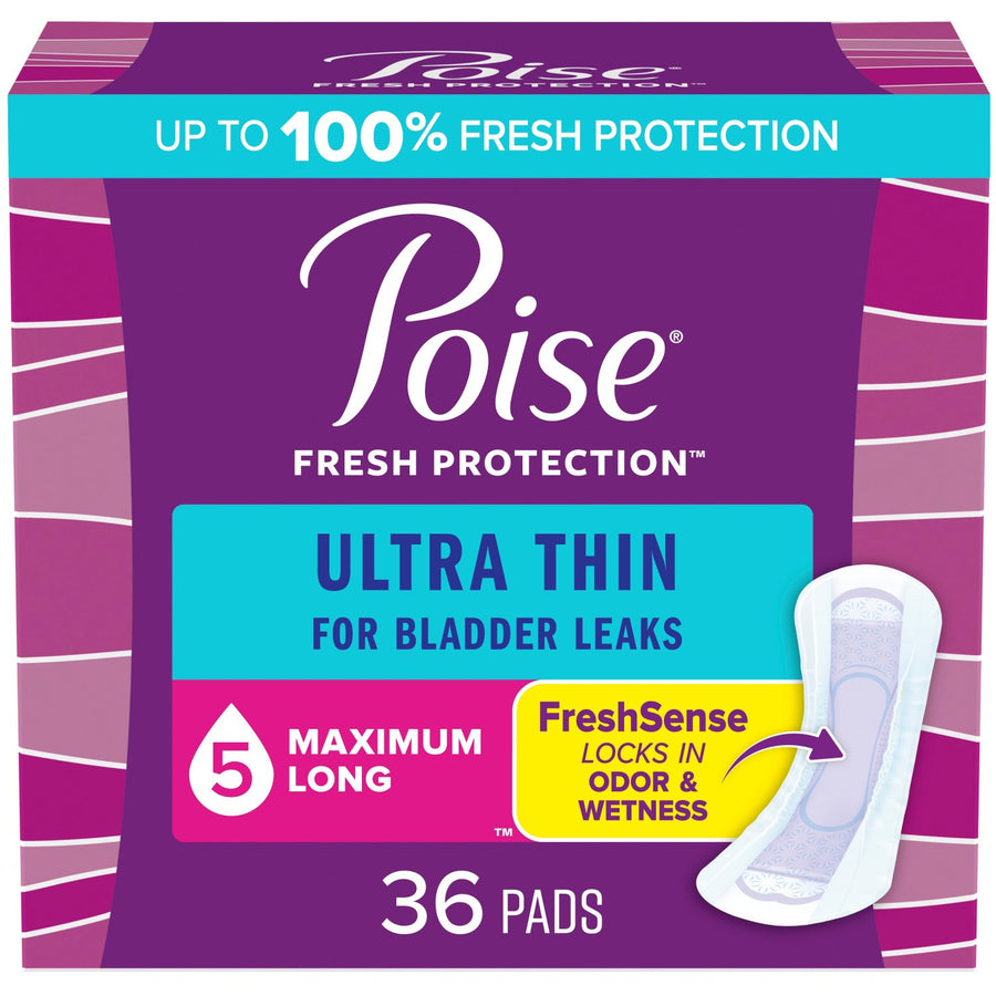 PKG/36 POISE ULTRA THIN MAXIMUM LONG NON-WINGED PADS CONVENIENCE More info...