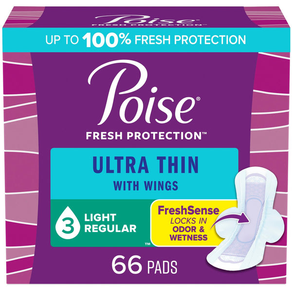 PKG/66 POISE ULTRA THIN LIGHT REGULAR WINGED PADS CONVENIENCE More info...