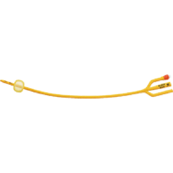 BX/10 GOLD SILICONE COATED 3-WAY FOLEY CATHETER, 20FR 16IN, 5CC STERILE AND LATEX