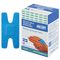 BX/50 KNUCKLE FABRIC METAL-DETECTABLE BANDAGES (3.8CM X 7.6CM) BLUE