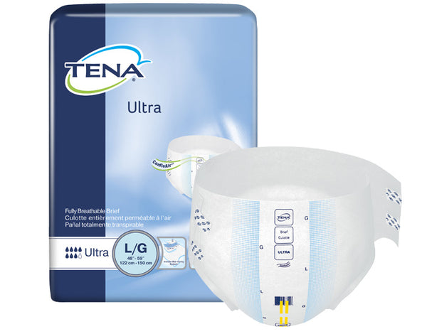 CS/2PKG (40/PKG) TENA ULTRA BRIEF, LARGE SIZE 48IN-59IN, BLUE Heavy Item