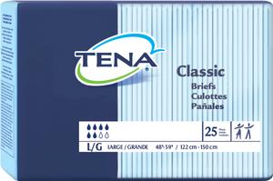 CS/4PKG (25/PKG) TENA CLASSIC BRIEF, LARGE SIZE, 48IN-59IN ** Discontinued ** Heavy Item More info...