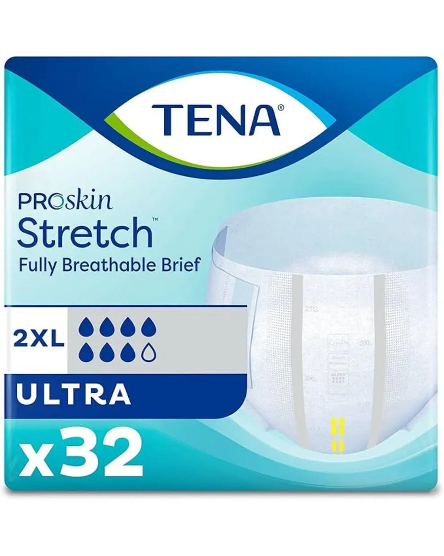 CS/2 PKGS TENA PROSKIN STRETCH SUPER BRIEF 2XL (64-70") (32/PKG) Heavy Item