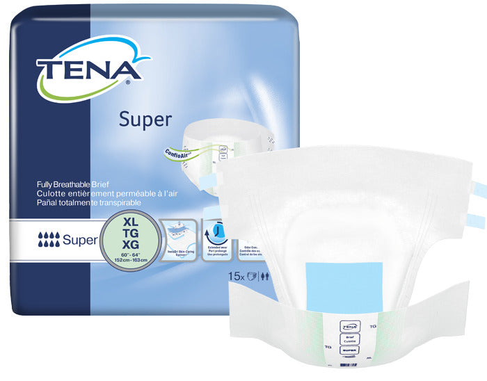 CS/4PKG (15/PKG) TENA SUPER BRIEF, X-LARGE SIZE 60IN-64IN, GREEN Heavy Item More info...