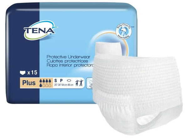 CS/4PKG(15/PKG) TENA PLUS PROTECTIVE UNDERWEAR,WHITE SMALL Heavy Item More info...
