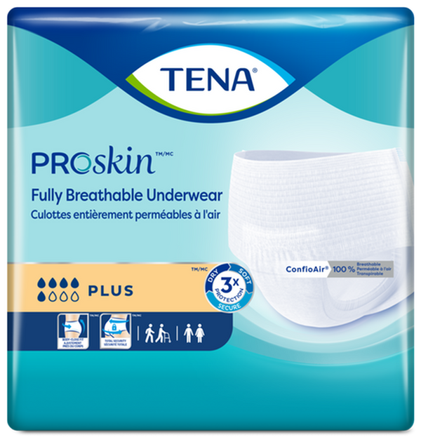 CS/4PKG(20/PKG) TENA PLUS PROTECTIVE UNDERWEAR, WHITE, MEDIUM 33" X 44" Heavy Item More info...