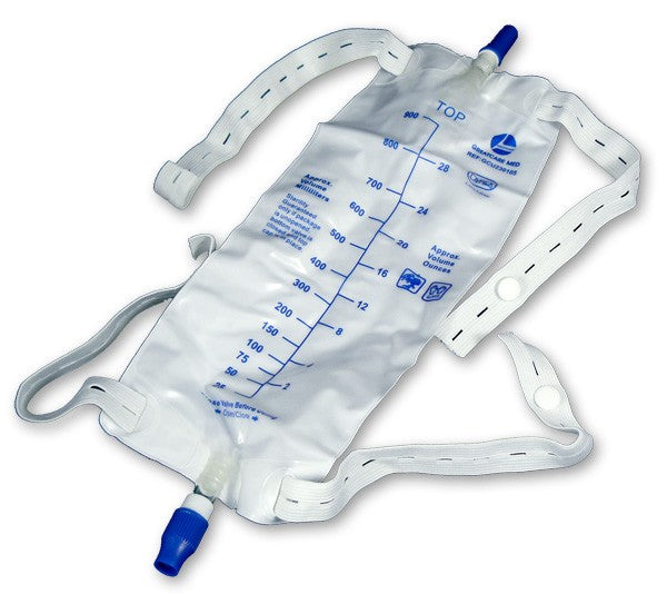 EA/1 LEG BAG, SIZE MEDIUM 600ML WITH ONE WAY VALVE,TWO LATEX STRAPS FOR SECURING BAG TO LEG