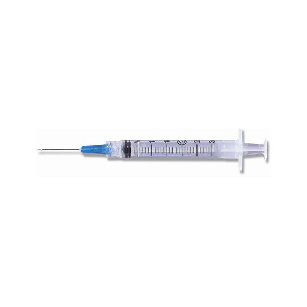 BX/100 SYRINGE W/ NEEDLE, 3CC, LUER LOCK., 25G X 1IN