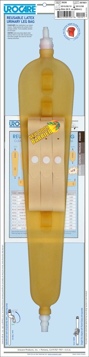 EA/1 REUSABLE LATEX URINARY LEG BAG,WITH ODOR BARRIER LONG SLIM 26OZ (800ML)